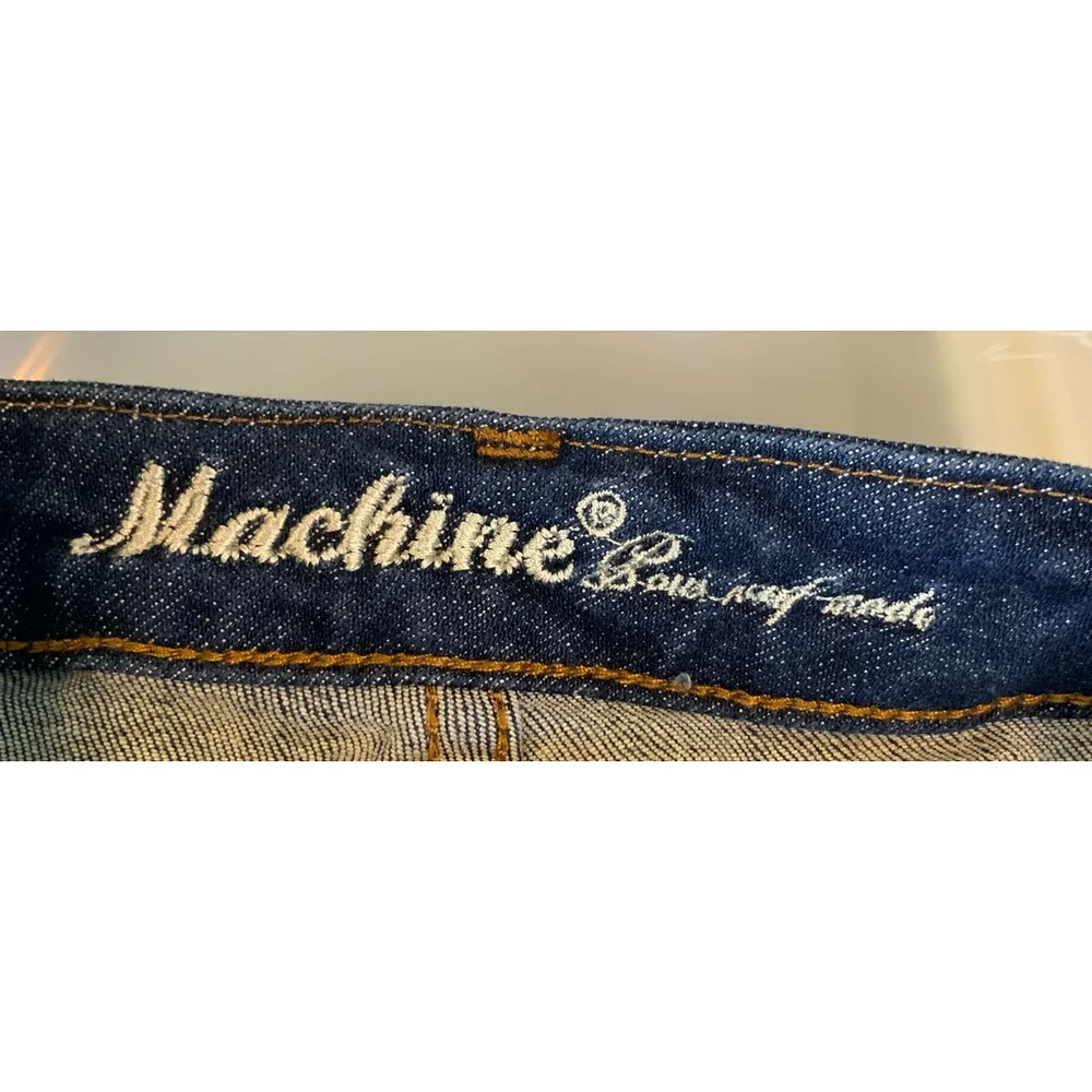 Machine Dark Wash Denim Overalls Shorts‎ Blue Distressed Lg Cabincore Fisherman